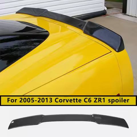 For 2005-2013 Corvette C6 ZR1 ABS Plastic Rear Trunk Lid Wing Spoiler Carbon fiber pattern and Brigh