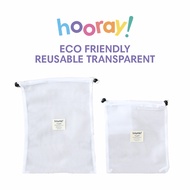 HOORAY! ECO FRIENDLY REUSABLE TRANSPARENT PRODUCE MESH BAGS 2 PCS SET/REUSABLE FRUIT BAG/PRODUCE BAG