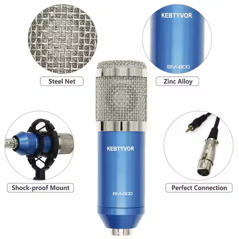 Professional BM 800 bm800 Condenser Sound Recording Microphone with Shock Mount for Radio Braodcasti