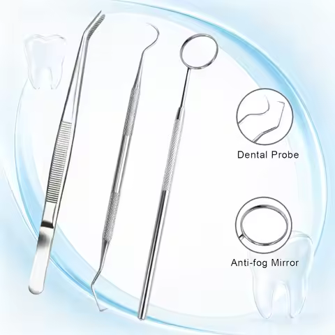 5Set Dental Tartar Scraper Mirror Probe Kit Stainless Steel Sickle Shape Dentist Tool Set