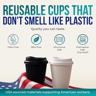 Rolling Sands USA Made 16 oz Reusable Coffee Cups with Lids 2 Pk, To Go Travel Cups, Hot or Cold s, 