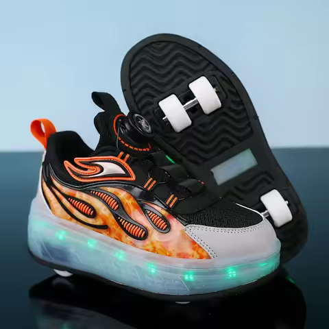 Shoe with 4 Wheel Kids Roller Skates Rolling Wheeled Shoes Removable Sneakers for Boys Girls Speed I