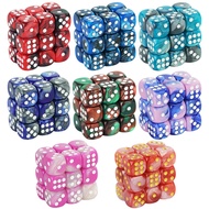 12mm D6 Acrylic Dices Mini 6-sided Two Color Cube Round Corner Game Dice for Club Party DND RPG Boar