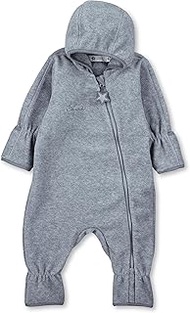 Unisex baby jumpsuit made of microfleece, with zip and hand and foot warmers, lightgrey, 74