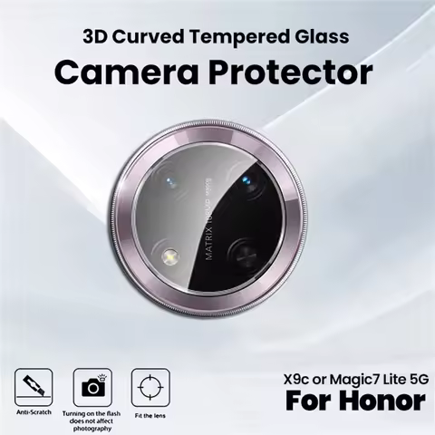 Clear 3D Glass Lens Case for Honor Magic7 Lite Magic 7Lite 7 Light Magic7Lite 5G Curved Camera Prote