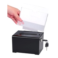 H0Donation Box with Lock - Acrylic Suggestion Box with Slot Ballot Lock Box with Sign Holder for Raf
