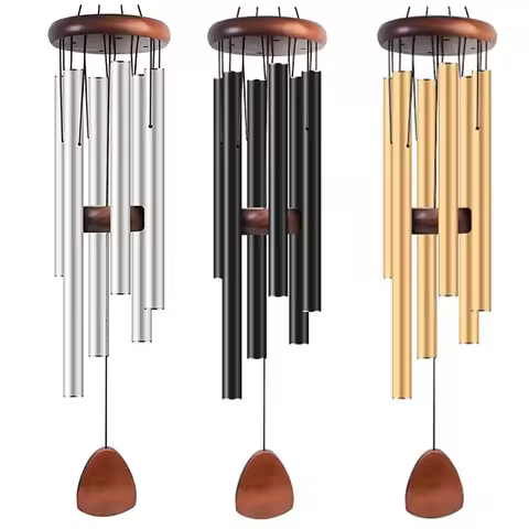 ●Classic 26 Inch Aluminum Pipe Wind Chimes With Wooden Hanging Tag Farmhouses Terraces Gardens Balco