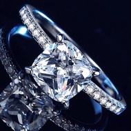 2ct Cushion Cut Real Moissanite Diamond Ring With GRA Certification Engagement Promise Ring Silver f