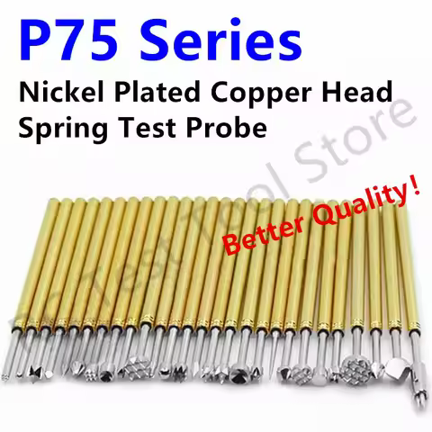 100PCS Spring Test Pin P75 Series Pogo Pin Probe Dia 1.02mm PCB Test Nickel Plated Head Needle Head 