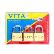 กุญแจทองเหลือง ชุดคีย์อะไลท์ VITA รุ่น 555-50mm. 3 ตัว/ชุด ตัวเสื้อ และใส้กุญแจ ผลิตจากทองเหลืองแท้