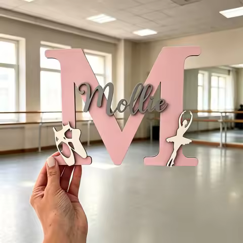 1pc Customized Double-layer Ballet Name Logo, Wooden Souvenir, Perfect Gift for Ballet Enthusiasts, 