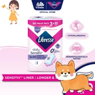 Libresse SensitiV Longer  Wider Slim Panty Liners 19cm (3x30s)