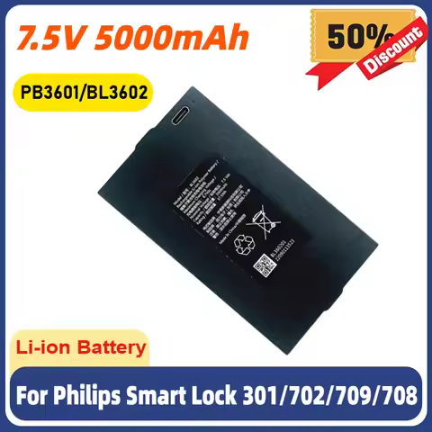 5000mAh for Philips Smart Lock 301/702/709/708 PB3601/PB3604 Battery BL3602