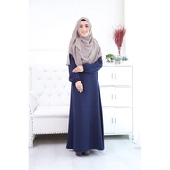 Jubah Muslimah Basic Umrah Haji Side Pocket Kiri &amp; Kanan Size S-M-L-XL- XXL (Navy Blue) Biru Black Baju Peremuan Basic