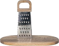 Creative Co-Op Steel Grater with Mango Wood Cheese Board, Medium, Natural