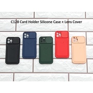 C128 Iphone 12/12 Pro/12 Pro Max/12 Mini Silicone Card Holder Case+Lens Cover