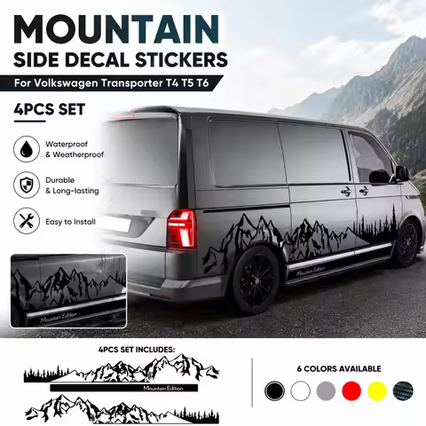 4Pcs Car Decals Stickers Waterproof Durable For Volkswagen Transporter T4 T5 T6 Multivan Caravelle E