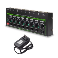 Ado)8 Channel Headphone Amplifier 6.35mm Input/Output Interface Stereo Headphone Amp Audio Amplifier