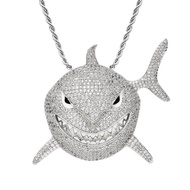 Hip Hop Large Size Pendant 6ix9ine Men's Pendant European American Zircon Shark Exaggerated Same Sty