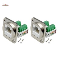 2PCS RJ45 Panel Mount Screw Terminal Adapter, RJ45/8P8C Female Panel Mount Connector, RJ45 Solderles