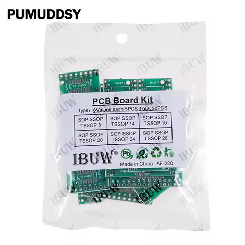 30PCS 6Values TSSOP SOP SSOP PCB Adapter Board Kit for SOP8/14/16/20/24/28 IC Prototype Electronic K
