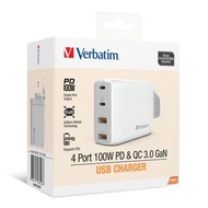 🟡行貨🟡Verbatim 4 Port 100W PD 3.0 &amp; QC 3.0 GaN USB充電器(66546)