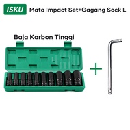 ISKU mata shock impact full set 10pcs 1/2 inch crv mata kunci shock impact panjang cr-mo 8 10 12 13 