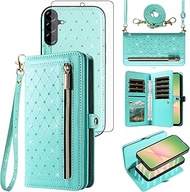 Phone Case for Samsung Galaxy A56 5G Zipper Wallet Detachable Magnetic Cell Cover with Screen Protec