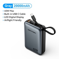 [3C]Vention CCC Certification 20000mAh Power Bank 45W Fast Charging 3 Port Built in Type C Cord for 