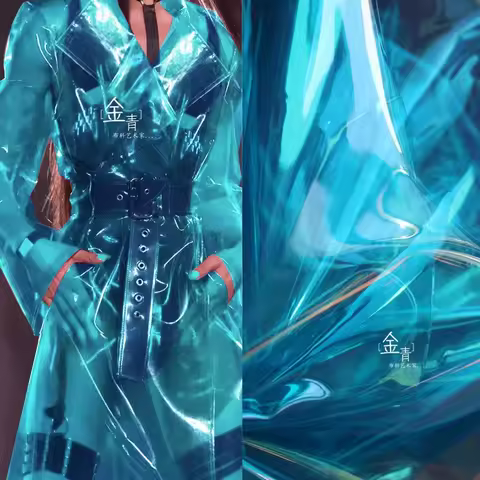 0.3mm TPU Fabric Peacock Blue PVC Jelly Plastic Film Waterproof DIY Raincoat Coat Crystal Bag Decor 