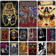 MISES Guns N' Roses Metal Sign Vintage Poster Rock Band Metal Tin Sign Studio Garage Man Cave Decorative Plate Wall Metal Plaque