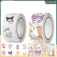 ⚡FAST SHIPPING⚡⚡ 500pcs/roll Sanrio Cartoon Sticker Book Laptop Sticker Bag Seal Cartoon Hello Kitty Kuromi Cute Manual Material Diy Decoration Kids Gift