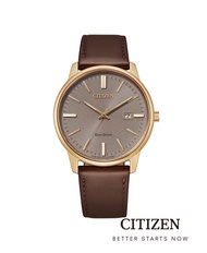 CITIZEN นาฬิกาข้อมือผู้ชาย Eco-Drive BM7523-12X Leather Men's Watch ( พลังงานแสง )