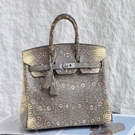 Hermes愛馬仕  Birkin25 原色蜥蜴皮銀扣  D刻
