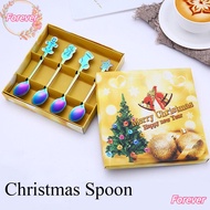 FOREVER 1/4pcs/set Tea Scoops Drinking Stainless Steel Snowman Ice Cream Kids Spoon