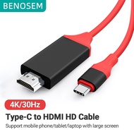 BENOSEM USB 3.1/3.2 Gen2 Type C to HDMI Adapter 4K@30hz Thunderbolt 3 Connect Cable To TV Monitor fo
