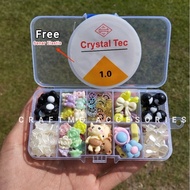 DIY Beads Set of 10 Boxes - Mixed Scoop Beads / Free Elastic String Topping Beads