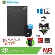 Seagate New Backup Plus Slim 2TB External Hardisk USB 3.0 Black Free Pouch &amp; Baseball Cap