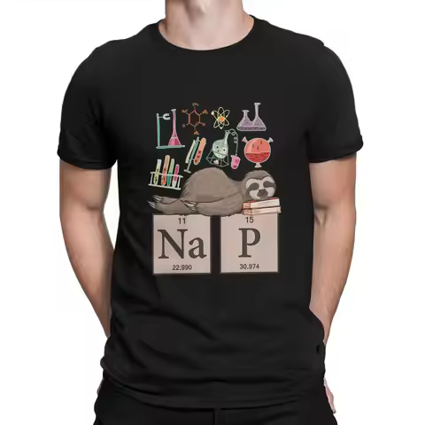 Periodic Table Of Elements Funny Chemistry Sloth T Shirt Vintage Gothic Men's Tshirt Polyester Men C