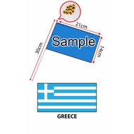 Greece Hand Flag With Stick (14x21cm)/ Bendera Tangan Dunia Greece (14x21cm)