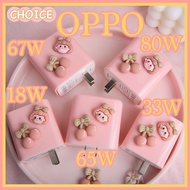 For OPPO  Charger Cover Candy Pink Girl Charger Case Cute Cartoon Cable Protector for oppo 18w 33w 6