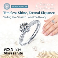 1CT 925 Silver Moissanite Ring – GRA Certified, Great for Couple Engagement & Gifting