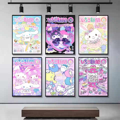 Anime Peripheral Sanrio Poster My Melody Cinnamoroll HelloKittys Canvas Painting Print Children's Ro