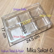 [Isi 10] Mika Puding Mini Sekat 6 Plastik / Mika Sekat 6 untuk Puding Coklat Marshmallow Roti Kue Pie Pia Sekat 6 / Mika Mochi Sekat 6 / Mika Mochi isi 6