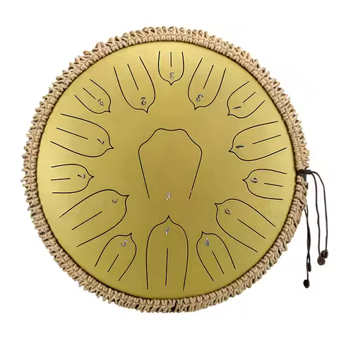 Hluru Music Drum 13 Inch 15 Notes Glucophone Steel Tongue Drum 15 Notes D Tone Ethereal Drum Percuss