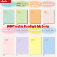 Kinbor 2026 Yearly Planner,A5 Timeline/Eight Grid Journal Notepads 52g Tomoe River Paper,Pure Color 