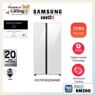 Samsung 647L Refrigerator SBS Smartthings AI Energy White Glass | RS70F65QNWME (Fridge Peti Ais 智能省电