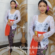 doOob Setelan Kebaya Brokat Stella dan Rok Kamen Songket Batik Free Selendang Pengantin Pesta Wisuda