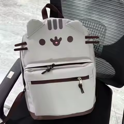 Cartoon Pusheen Cat Backpack Cute Pusheen Fat Cat Canvas Bag Schoolbag Large Capacity Student Statio