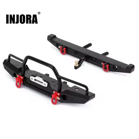 INJORA Metal Front Rear Bumper with Led Lights for 1/10 RC Crawler Axial SCX10 & SCX10 II 90046 9004